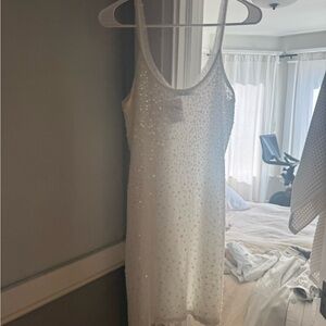 Alice + Olivia White Sequin Mini Dress